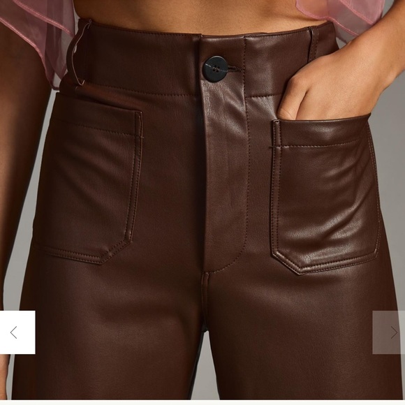 NWT Anthropologie Maeve The Colette Brown Cropped Wide-Leg Faux Leather Pants - Picture 4 of 12
